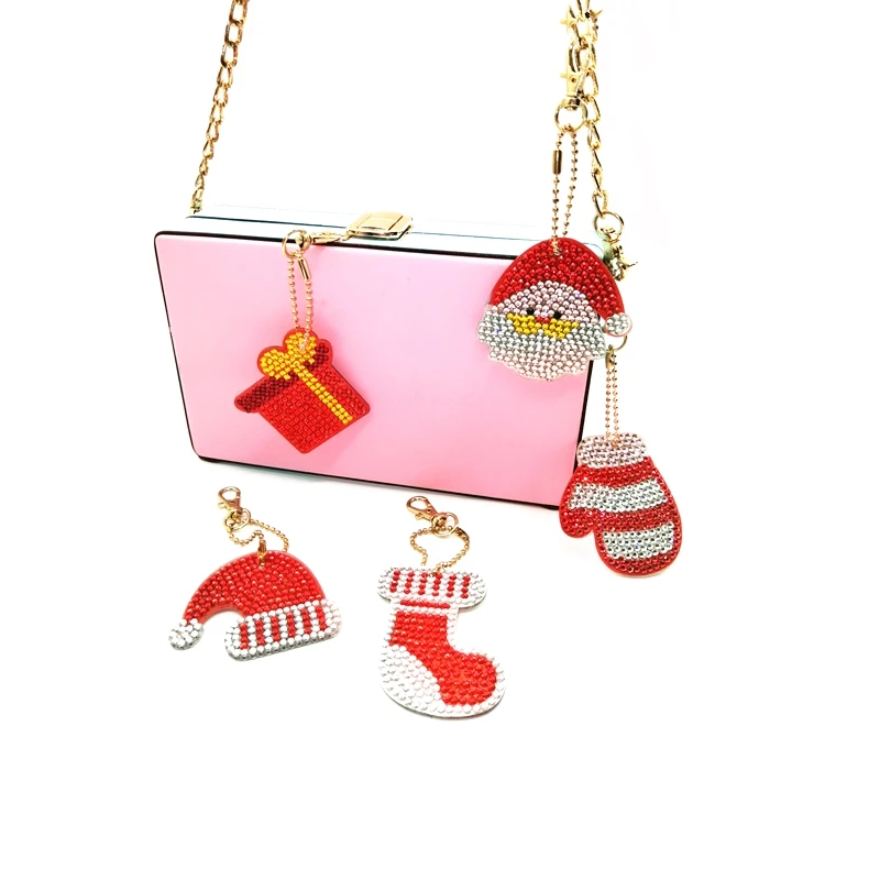 

5Pcs/set DIY 5D Diamond Painting Embroidery Cartoon Double Sided Christmas Keychain Key Ring Jewelry Handmade Christmas Gifts