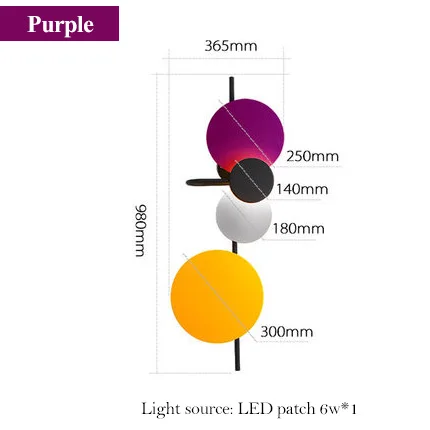 Современный минималистичный настенный светильник в скандинавском стиле для гостиной, светильник для спальни, светодиодные настенные лампы - Цвет абажура: Purple