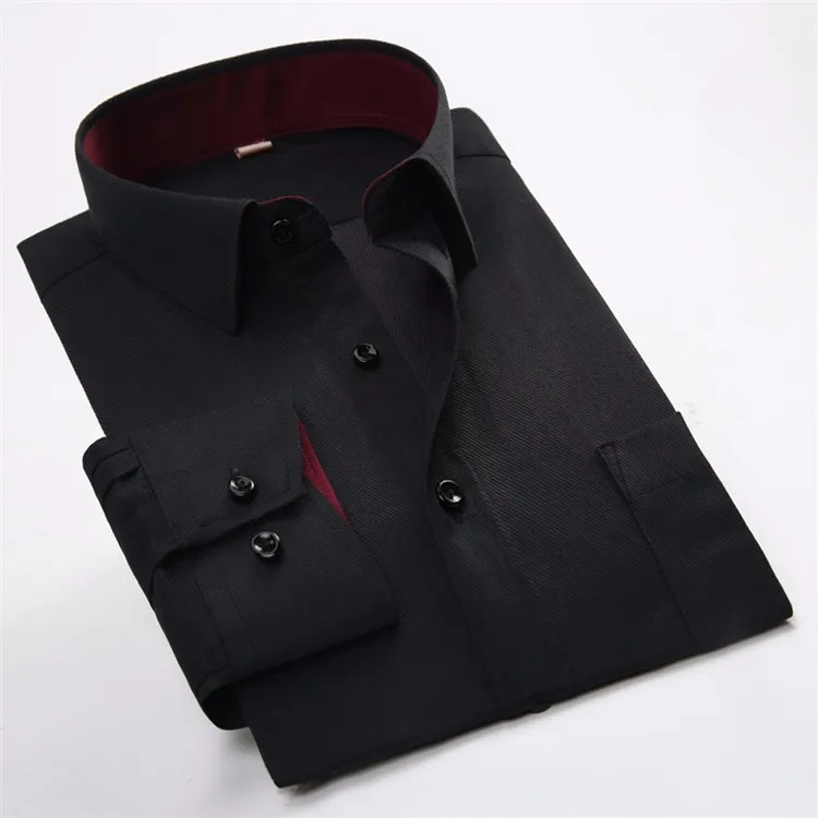 Мужские деловые рубашки новое поступление мужской тонкий модная дизайнерская обувь в стиле пэчворк с черным воротником с длинным рукавом однотонные строгая сорочка M031
