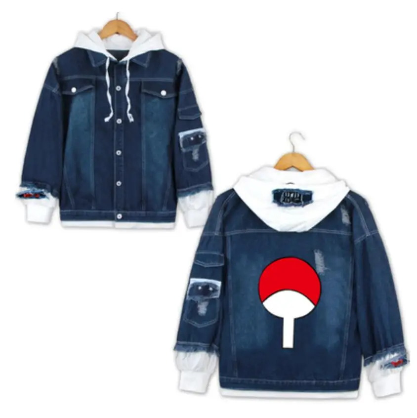 

Naruto casual Jacket Itachi Kakashi Cosplay Denim Coat Spring Autumn mens Hoodies and Sweatshirts Outwear Uniform Suit