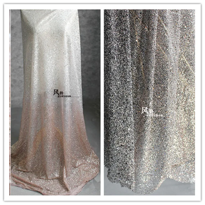 

50cm*140cm/piece Colorful gradient gilding silver sequins DIY net gauze material accessories