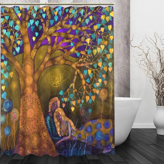 Custom Klimt Tree Of Life Shower Curtain Polyester Beautiful New Custom Klimt Tree Of Life Shower Curtain Polyester Beautiful New Arrival Home Bathroom Bath Screens