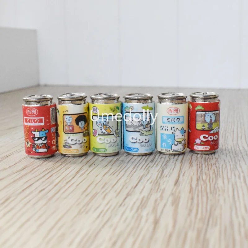 

6PCS 1/6 Miniature Dollhouse Simulation Milk Doll Food Drinks Beverage Play Food for Barbies BJD Doll Kitchen Toy