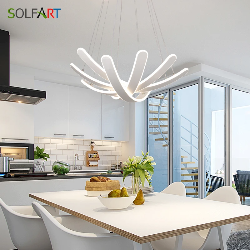 Светодиодная лампа SOLFART современные люстры с затемнением белые подвески абажур