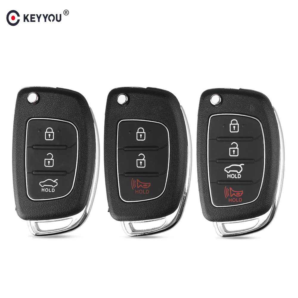 

KEYYOU 3/4 Buttons Flip Folding Remote Key Fob Shell For Hyundai Solaris ix35 ix45 ELANTRA Santa Fe New Verna Key Case