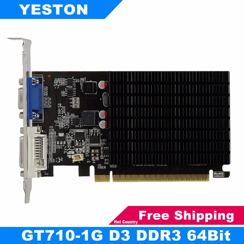 

Yeston GT710-1G D3 Graphics Card 1G GDDR3 1600MHz 64Bit Desktop PC DVI Gaming Video Card for nVIDIA Gaming Video Card for Game