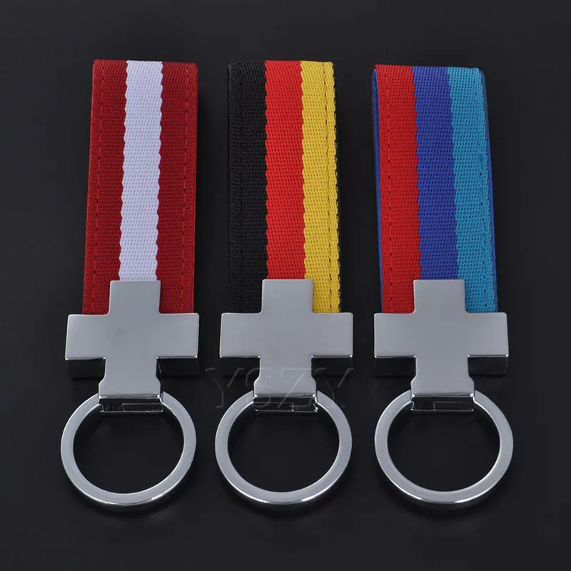

Fashion Metal Leather Car Keychain Keyring Germany Flag Auto Key Chain Key Ring Holder For BMW Mercedes Audi VW Nissan Honda