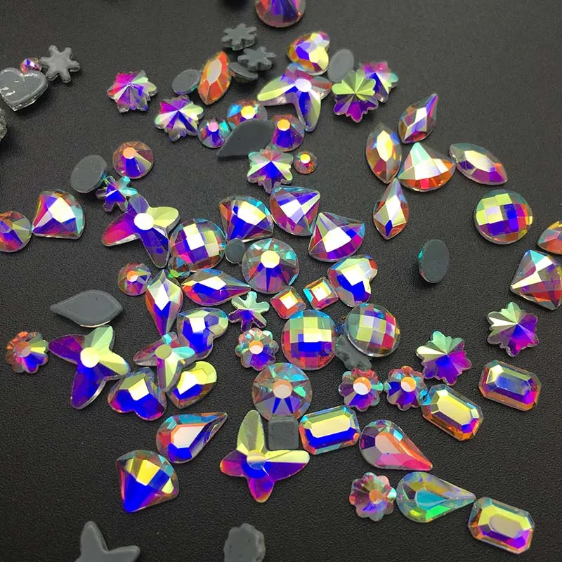 New-Hotfix-Rhinestone-Multiple-Shapes-Mix-Crystal-AB-Flat-Bottom-Iron-On-stone-For-Clothing-Decoration (1)