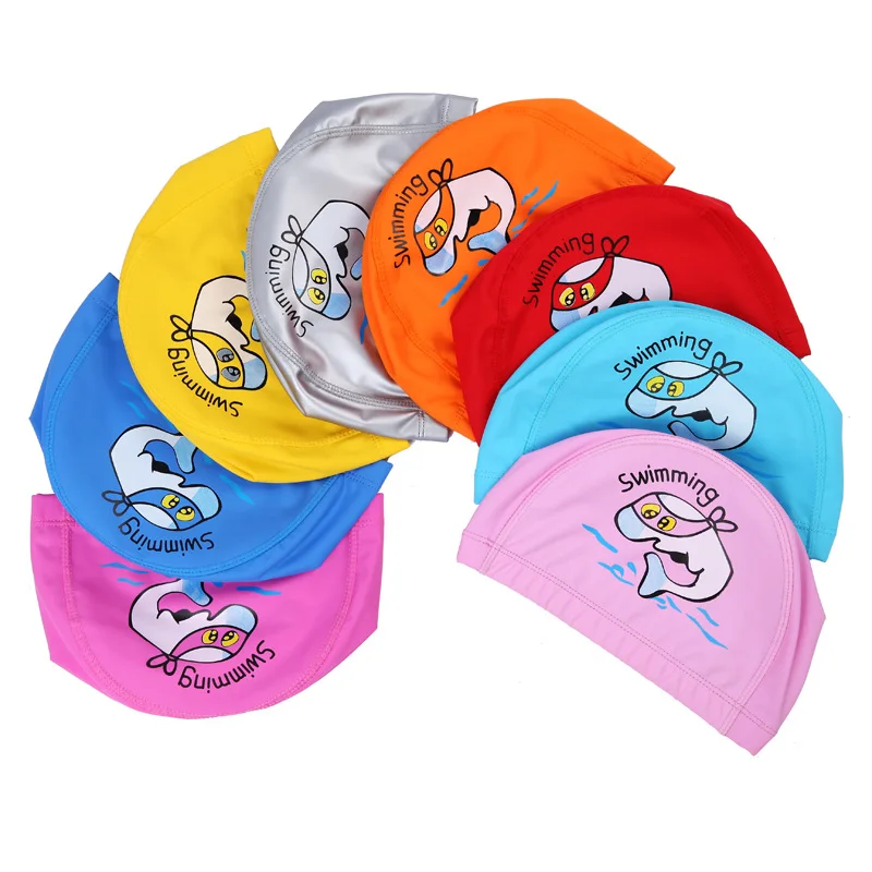 Childrens fabric swimming caps