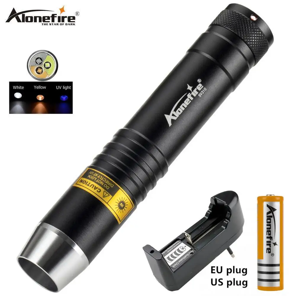 Светильник AloneFire SV370 3 светодиода с УФ излучением 36 нм белый желтый|Фонарики и