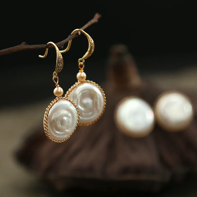 

Natural Fresh Water Pearl Handmade Long Drop Earrings For Women Wedding Party Gift Jewelry Boucle D'oreille