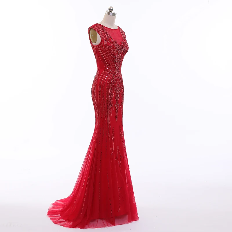 long red evening dress sleeveless formal women