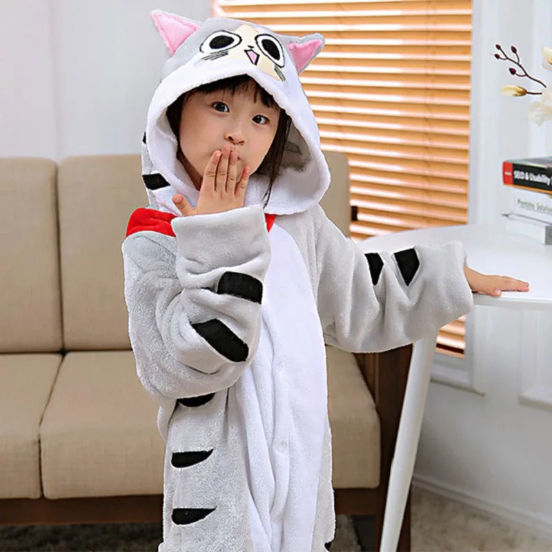 

Kigurumi New Hoodie Children Pajamas Winter Flannel Cartoon Cat Kid Boy Girl Pijama Baby Cosplay Pyjama Sleepwear One Piece