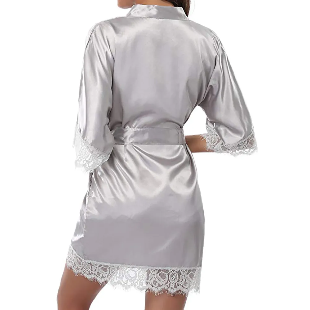 Сексуальное Платье Ночи Пижамы Для женщин шелковый халат Для женщин леди пикантные атласные пижамы ночное женское белье костюм для Для