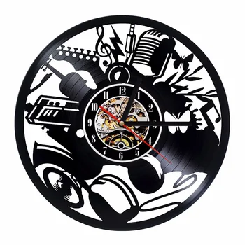 

Creative Hollow Music Instruments CD Record Wall Clock Antique Style Handmade Vinyl Classic and Fashion Home Decor LED Clock