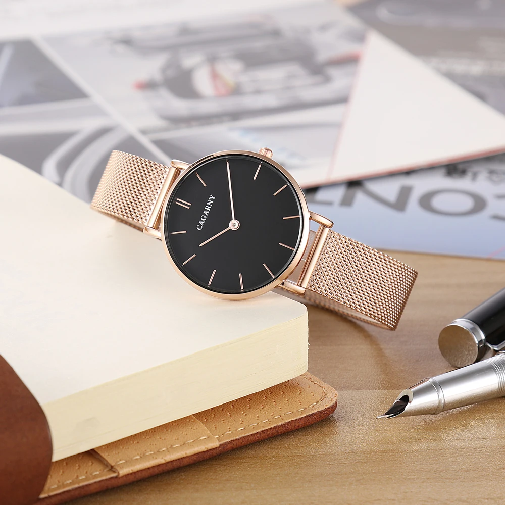 

High quality CAGARNY ladies quartz watch fashion luxury trend retro girl stainless steel strap business watch Relogio Femme