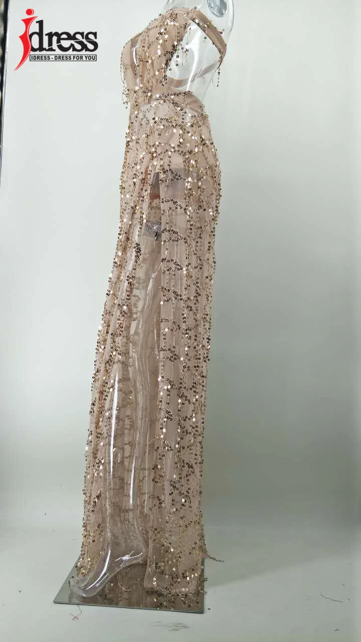IDress White Black Sequin Summer Dress 2017 Fashion Women Off Shoulder Bodycon Split Maxi Dress Vestidos Sexy Party Long Dress (5)