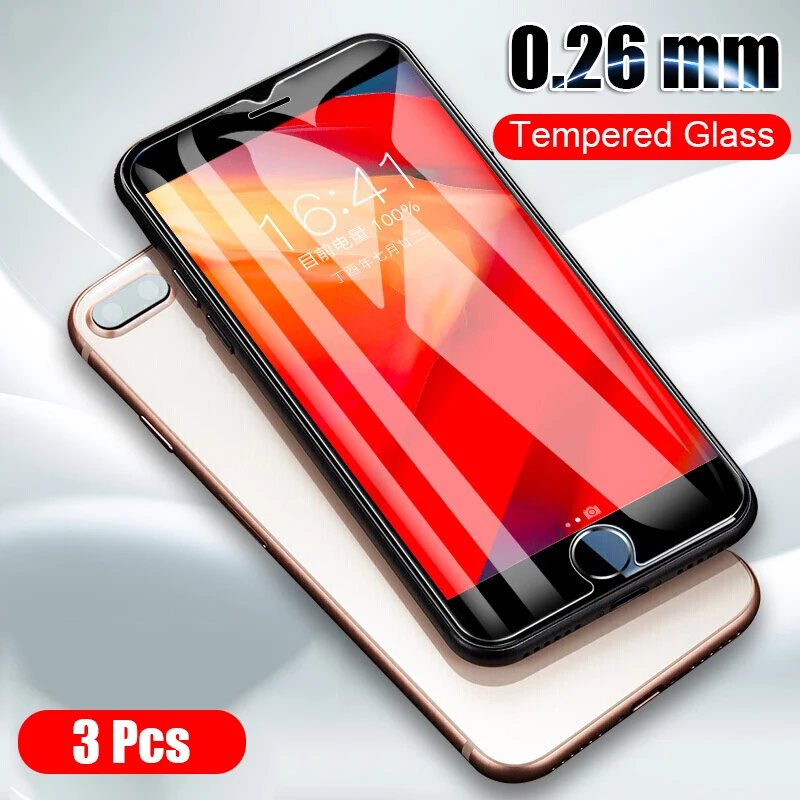 

3 Pcs 0.26mm 9H Tempered Glass On The For iphone 7 8 6 6s PLus X Screen Protector Film For iphone X XR XS Max Protective Glass