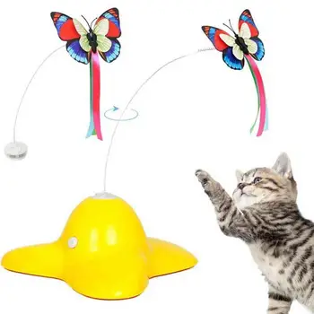 

Pet Cat Toys Electric Rotating Butterfly Interactive Toy Two Replacement Flashing Butterflies Cat Toy Spinning Teaser Toys @X