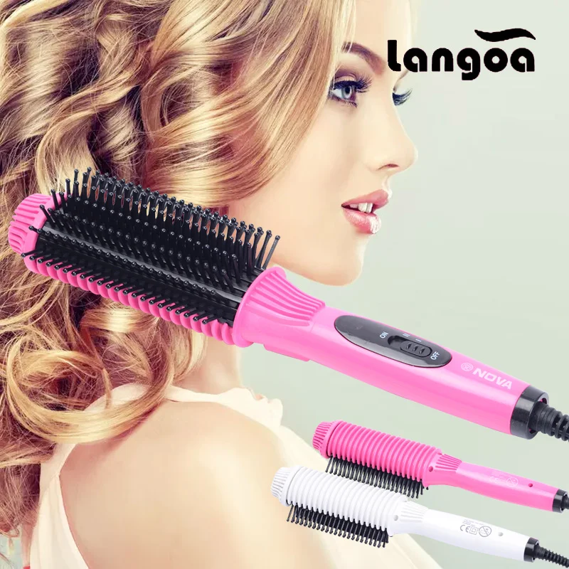 

Hair Curler Straightener Brush Styling Tools, Professional Straightening Comb Electric Flat Iron, Fast Hair Comb Straightener