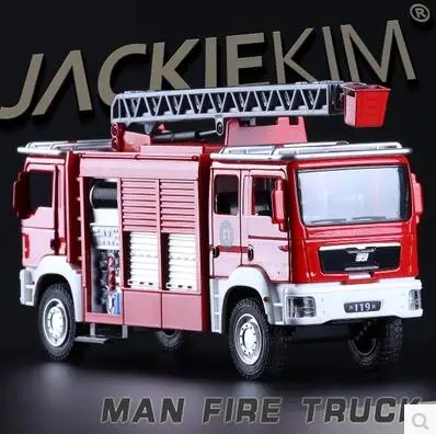 MAN fire truck 1 32 headed fire Ladder truck Kids Toy car model pull back sound
