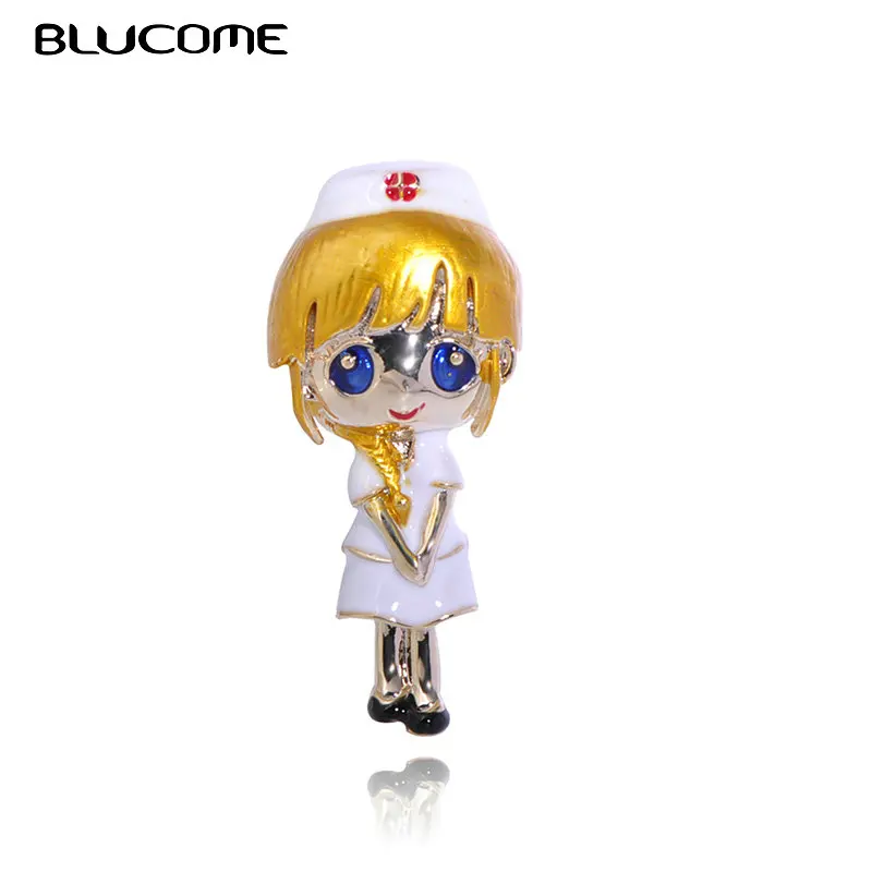 Женская эмалированная брошь Blucome зеленая из металлического сплава в форме