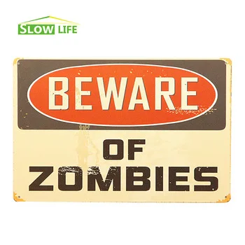Beware Of Zombies Vintage Home Decor Tin Sign 8"x12" Garage/House Wall Decor Metal Plate Lovely Metal Sign Retro Metal Poster