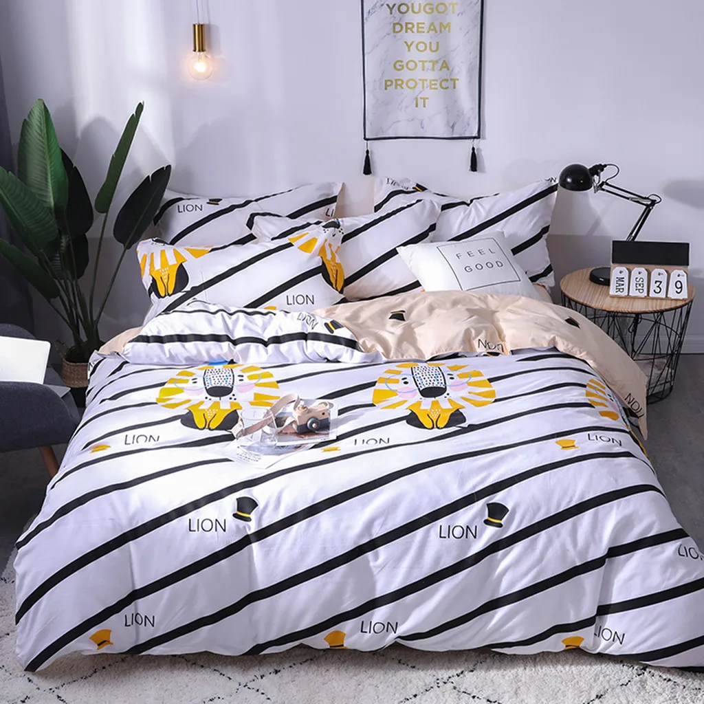 

Quilt Cover Set Polyester Bed Cover Set Four Piece Bedding Tribute Cotton Pillowcase Creative Pattern Full Size