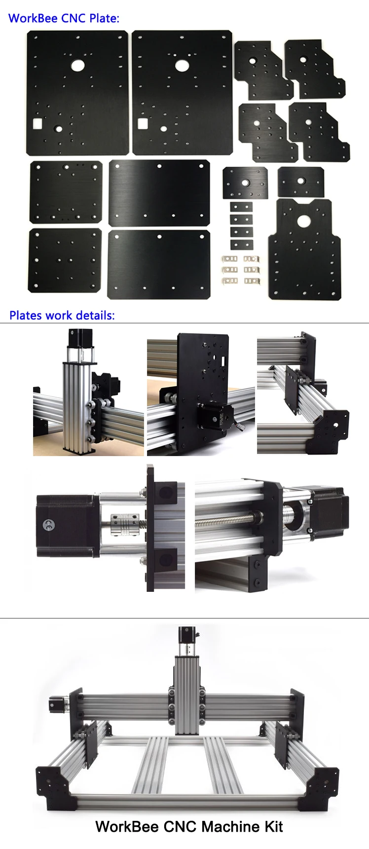 CNC DIY OOZNEST OX пластины с ЧПУ X ось Y открытая сборка фрезерный станок с ЧПУ портальная Крепежная пластина линейный Черный 3d принтер части CNC модульный комплект