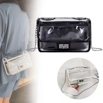 

Women Transparent Bag Crossbody Over Shoulder Handbag Purse with Metal Chain Best Sale-WT