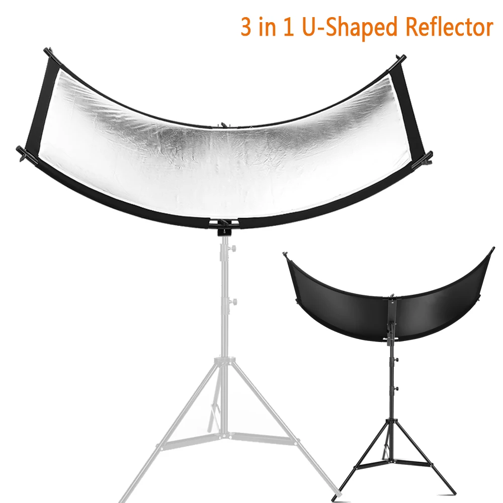 

U-type 160*55cm 3 In 1 Reflector Collapsible Photography Light reflective screen for Studio Multi Photo Disc Diffuers acessorio