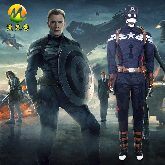 Hot Movie Captain America 2 Cosplay Costume Steven Rogers Suit Halloween Christmas Party Costumes For Men Hot Movie Captain America 2 Cosplay Costume Steven Rogers Suit Halloween Christmas Party Costumes For Men