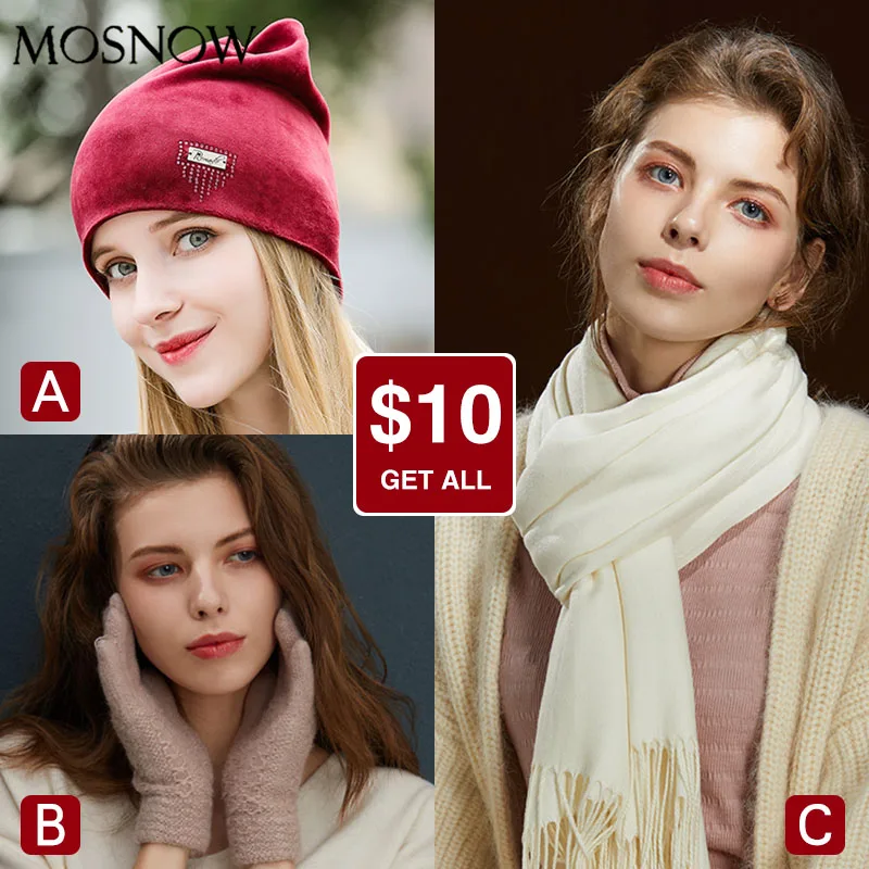 

Scarf High Quality Warm Beanies Fashion Hats And Gloves High Quality For Winter 3 Pieces