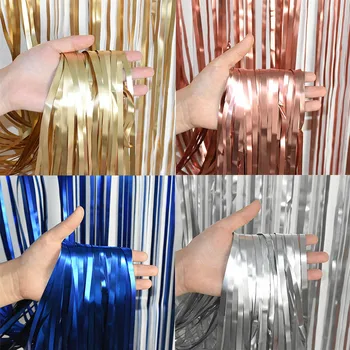 

2M*1M Multicolor Tassel Curtain Decorative Fashion Laser Color Tassel Curtain For Birthday Party Wedding Home Decoration