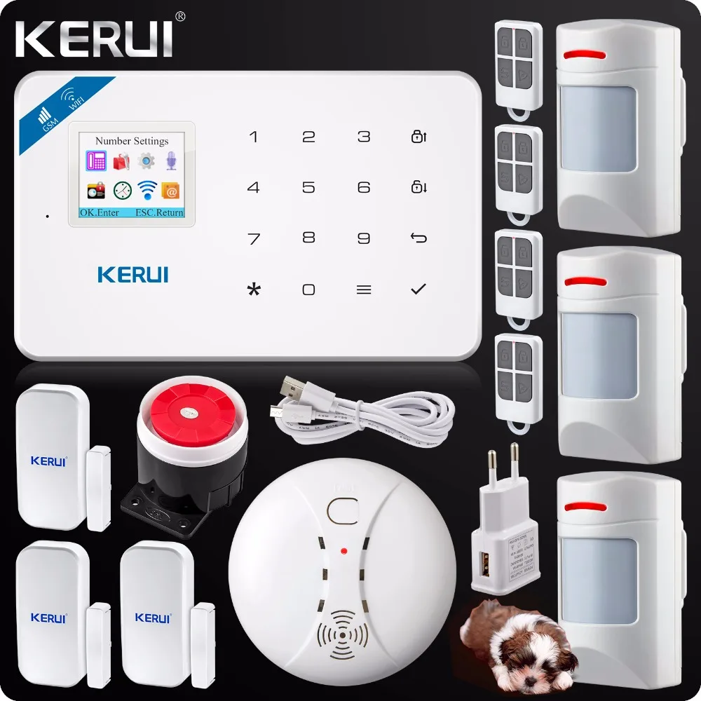 2018 Kerui W18 Wireless Wifi GSM IOS Android APP Control LCD GSM SMS Home Burglar Alarm