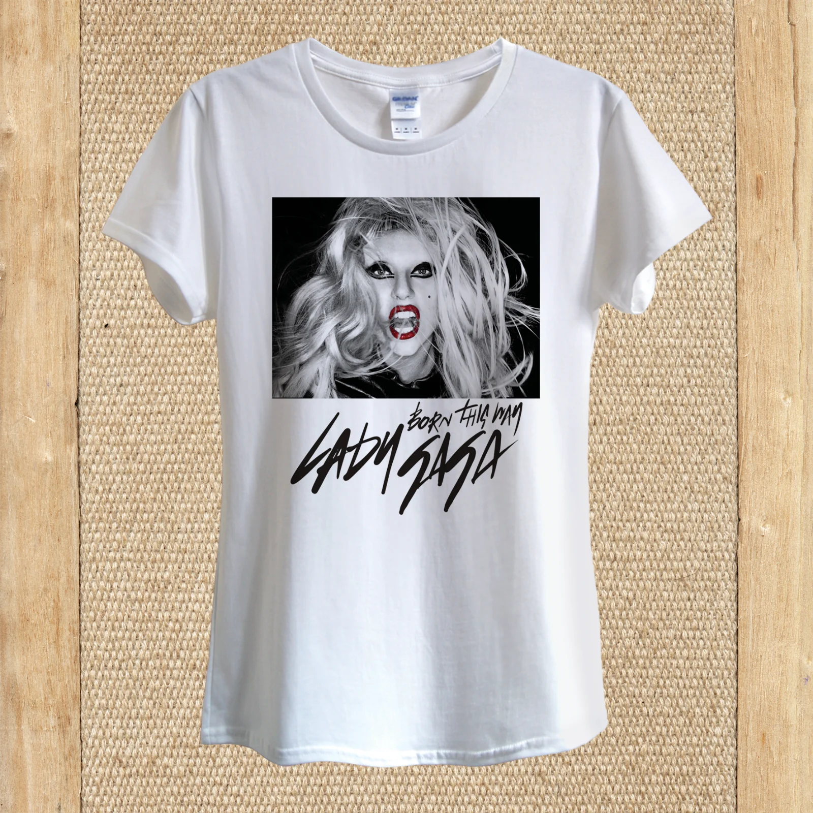 

Lady Gaga T-shirt Born This Way Celebrity Pop Star unisex women fitted cotton 100% Cotton T-Shirts For Man Fashion Classic