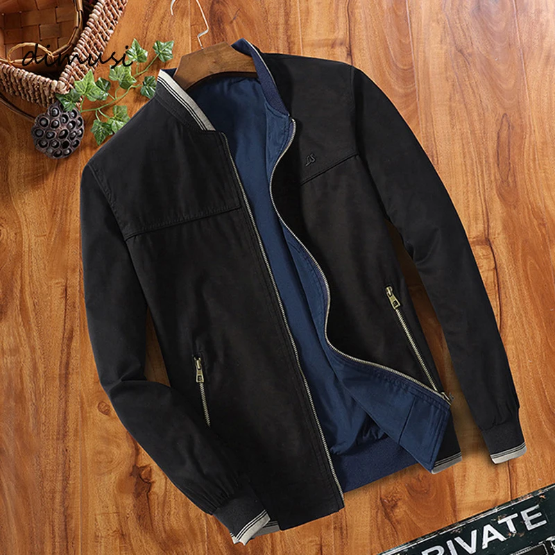 

DIMUSI Spring Autumn Mens Bomber Jackets Fashion Men Double-sided Wear Windbreaker Jacket Man Slim Baseball Coats Clothing