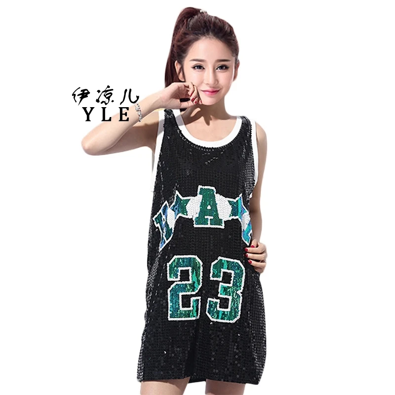 Women T Shirt Jazz Dance Costume Mini Dress Modern Dance Performance