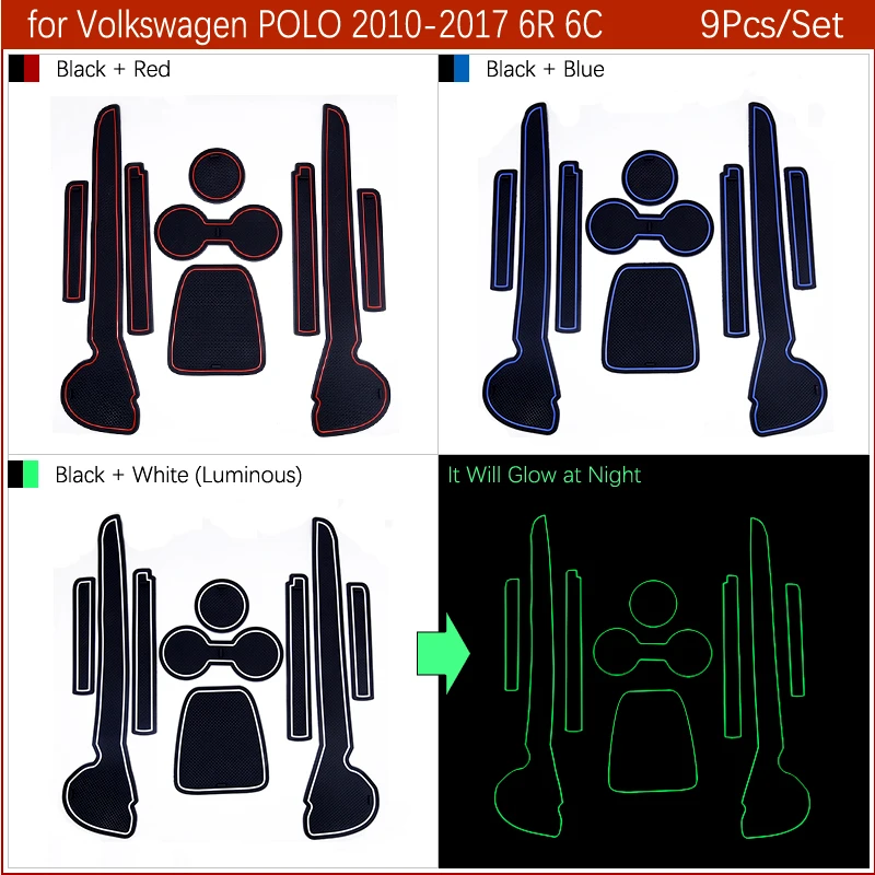 Najtaniej Antypoślizgowe maty gumowe maty do schowków mata na kubki dla VW POLO 6R 6C 2010 2011 2012 2013 2014 2015 2016 2017 MK5 Volkswagen GTI akcesoria