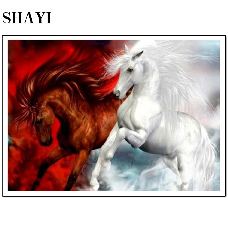 

3D Diy Diamond Painting "Horse" Square Rhinestone Diamond Embroidered Mosaic Mosaic Stitch Crafts. LUOVIZEM L149
