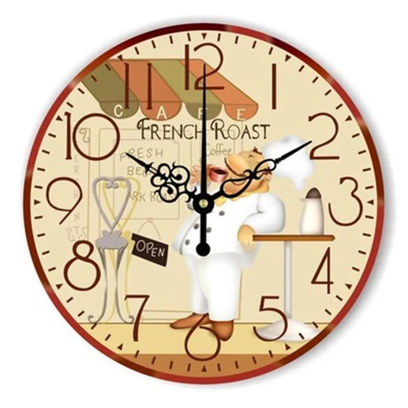 

Retro Kitchen Chief Cook Wall Clock 14 inch Home Decor Wall Hanging Clock Large Wall Clocks for The Living Room Kitchen Hotel