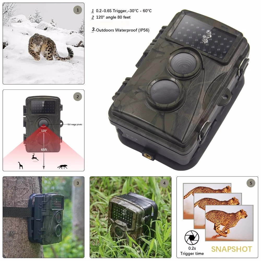 Photo Traps Game Camera black infrared Scouting Cameras 8MP 720P IP66 Waterproof hunter cam for outdoor Hunting Camera wildlife (6)