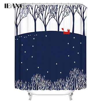 

IBANO Shower Curtain Foxes Customized Bath Curtain Waterproof Polyester Fabric Shower Curtains For The Bathroom With 12pcs Hooks