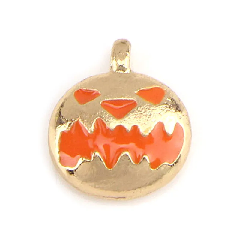10PCS Pumpkin Beads Pendant Enamel Halloween Charms Jewelry Findings For DIY Bracelet Necklace Earring 2 Colors