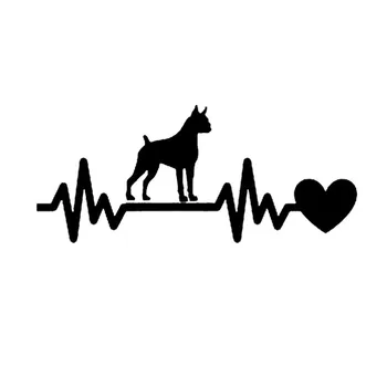 

19*8.2CM Boxer Dog Heartbeat Lifeline Car Stickers Vinyl Decal Car Styling Motorcycle Truck Decoration Black/Silver S1-0900