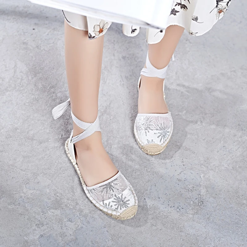 Canvas Summer Women's Espadrille Sandals Flats Ankle Strap Hemp Bottom Fisherman Women Shoes For 2018 SpringAutumn Women Loafer (1)