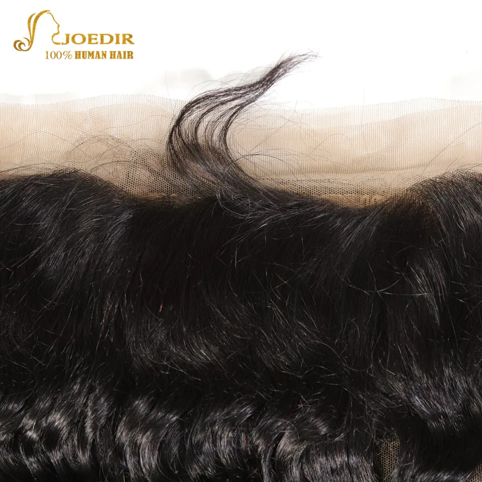 Joedir фронтальная глубокая волна бразильские волосы 360 Кружева Фронтальная Закрытие натуральный цвет 8-1" Remy человеческие синтетические волосы