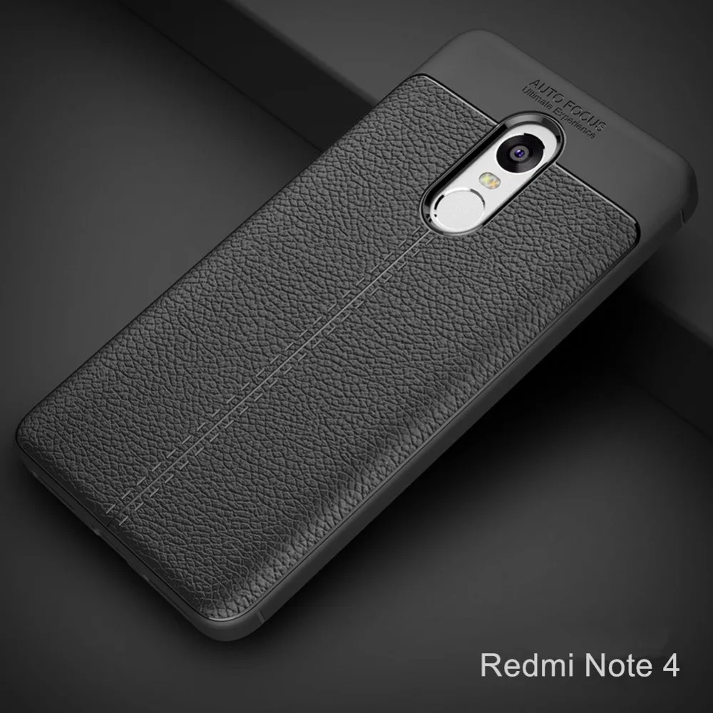 Для Xiaomi Redmi Note 4 чехол силиконовый ударопрочный для 4X PU кожаный с рисунком личи из