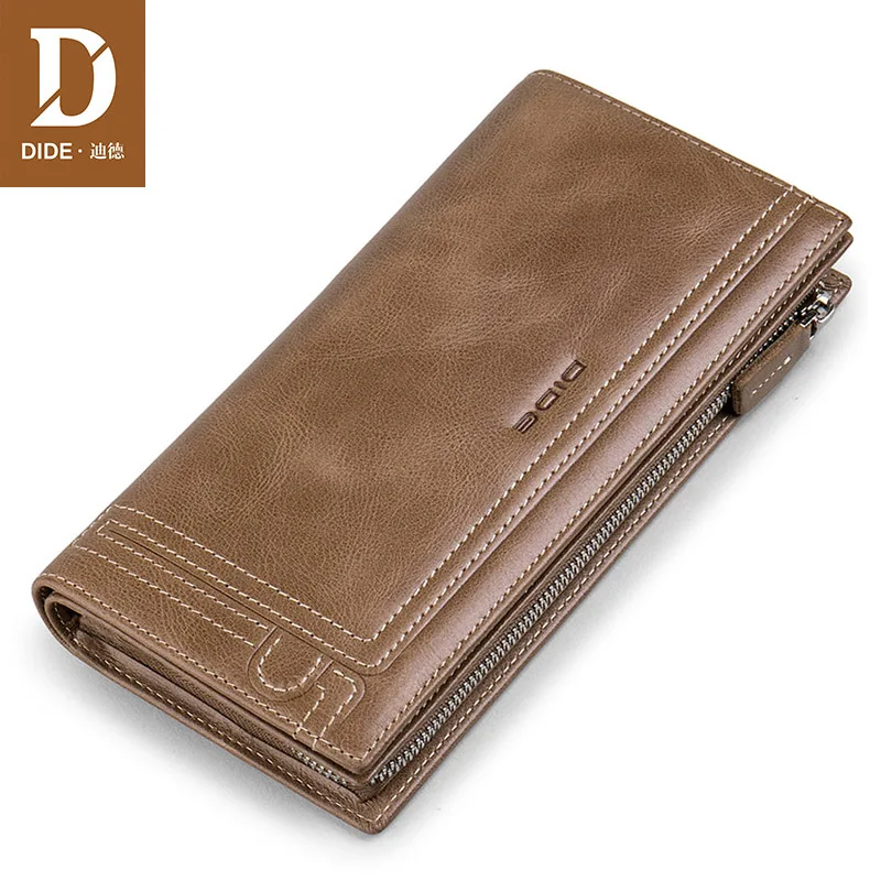 

DIDE Men Wallet Clutch Genuine Leather Luxury Brand Vintage Wallet Male Organizer Cell Phone Clutch Bag Long Coin Purse 766