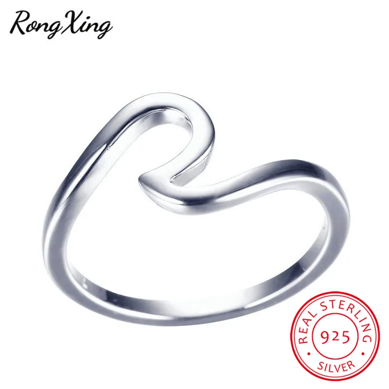 RongXing 100% реальный серебряный цвет волнистые кольца для женщин и мужчин модные